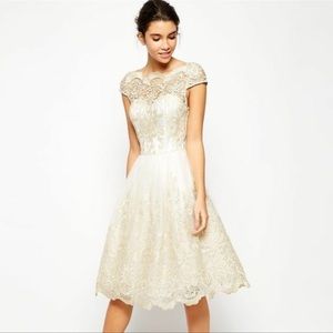NWT Chi Chi Cream Ivory Gold Cocktail Dress